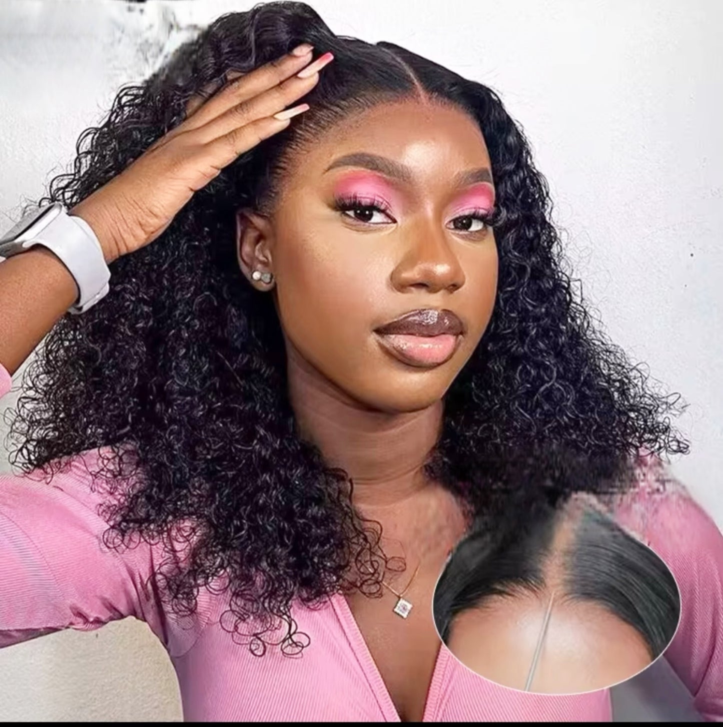 Perruque sans colle bouclée de 16 pouces de Les Visionnaires, modèle Bye Bye Knots Glueless, 13x4, cheveux volumineux.